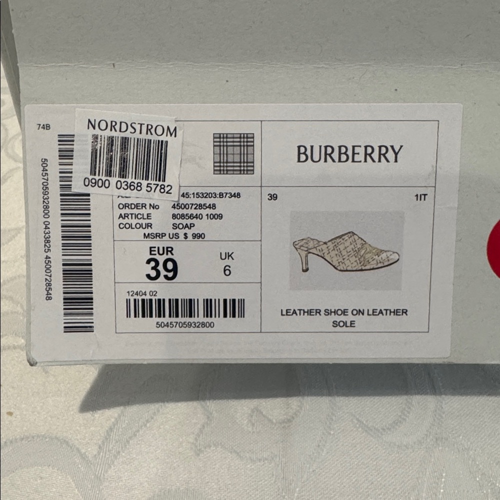 Burberry EKD Kitten Heel Mule. Ladies 8-8.5. Eu 39 - Picture 16 of 16
